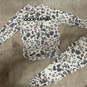 Spiritual Gangster women’s sweat set - Cream and Gray Leopard print